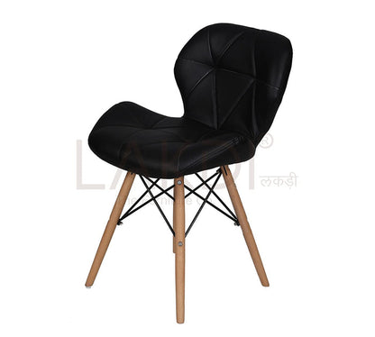 Cafe Chair With Medium Back Wooden Legs Base -
