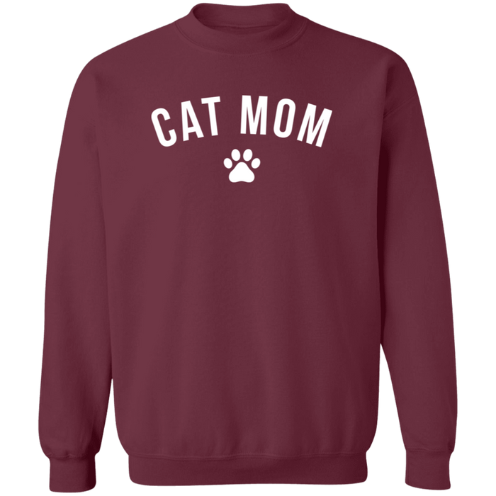 Cat Mom crewneck sweatshirt in Maroon