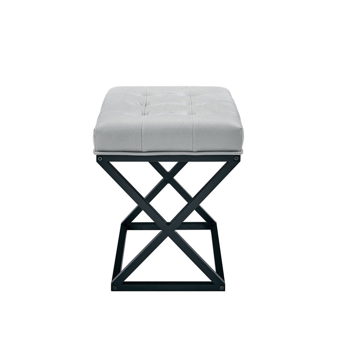 Chic Tufted Light Gray Ottoman with Modern X-Base - Versatile Footrest, Extra Seating & Accent for Any Room
