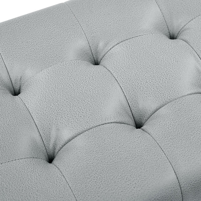 Chic Tufted Light Gray Ottoman with Modern X-Base - Versatile Footrest, Extra Seating & Accent for Any Room