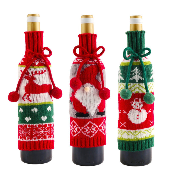 Gadget Gerbil Christmas Knitted Santa Wine Cover