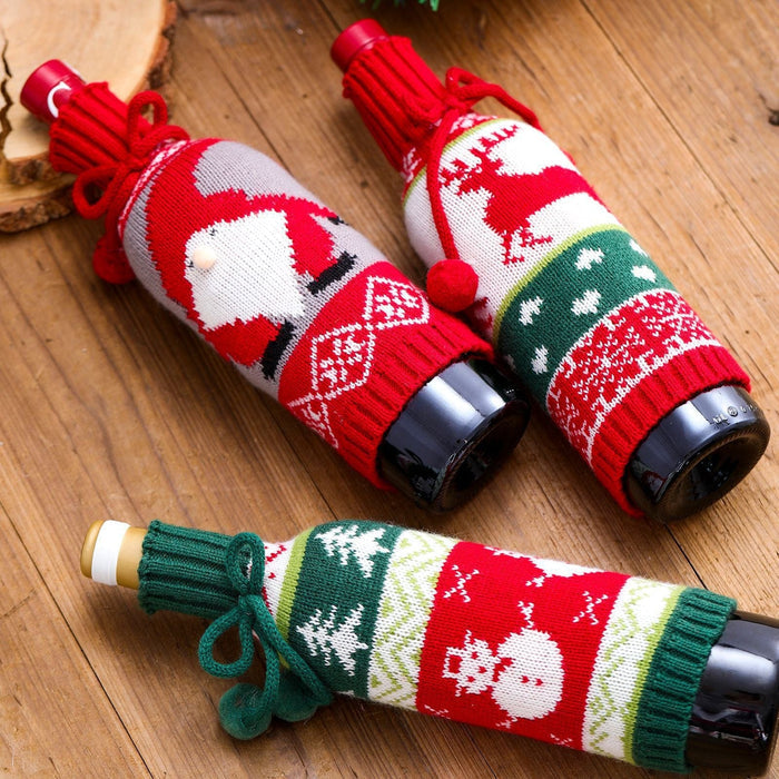 Gadget Gerbil Christmas Knitted Santa Wine Cover