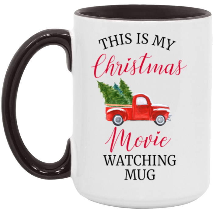 Christmas Movie Watching ceramic coffee mug, product photo 6