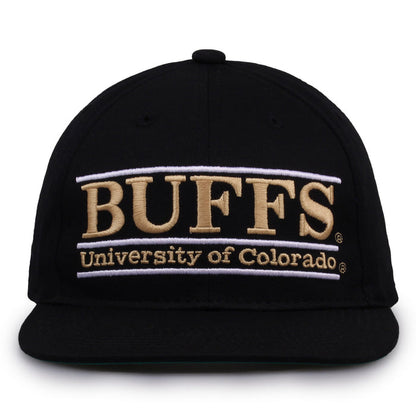 Colorado Retro Bar snapback hat in black, front view