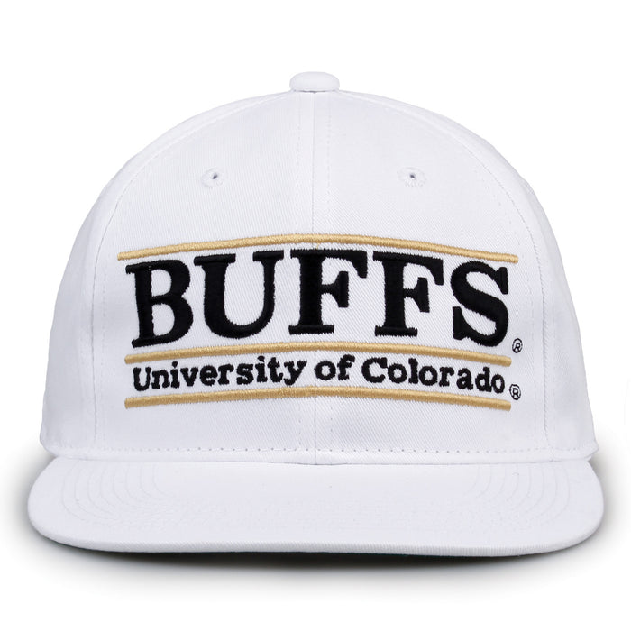 Colorado Retro Bar snapback hat in white, front view