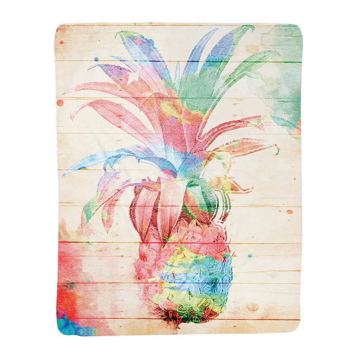 Colorful Pineapple Sherpa Throw Blanket