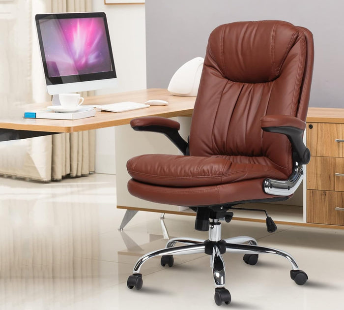 Comfortable Director and Executive Office Chair with Adjustable Armrest, High Back Leatherette | Revolving Chair | Premium and Soft Padded