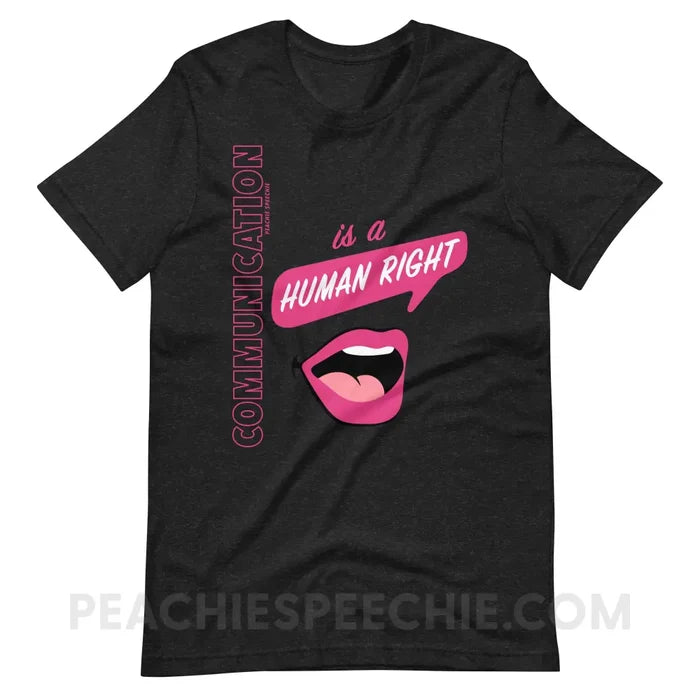 Communication Is A Human Right Premium Soft Tee - Black Heather / XS - peachiespeechie.com