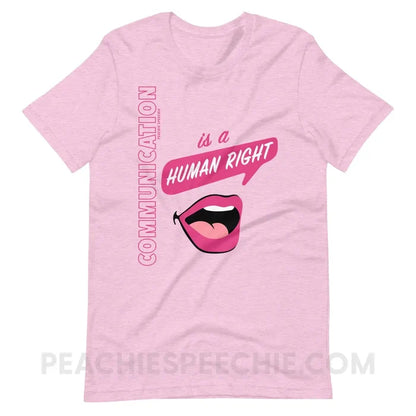 Communication Is A Human Right Premium Soft Tee - Heather Prism Lilac / XS - peachiespeechie.com