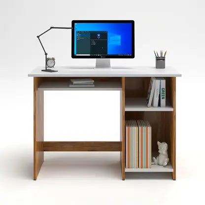 Computer Table with Spacious Worktop, Storage Shelves, and Modern Design for Home and Office Use