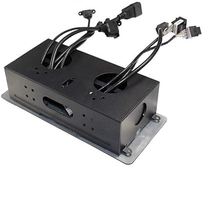 Conference Table Connectivity and Data Box Pop Up Box/Cable Cubby with HDMI, VGA, Audio, LAN and Power Ports (Black)