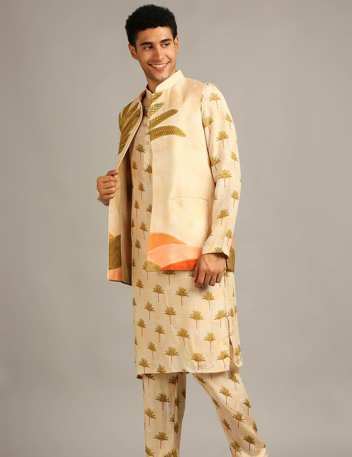 Conversational Jacket With Kurta Set