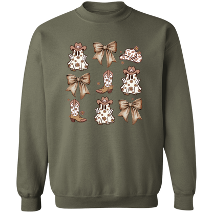 Country Ghost Bows crewneck sweatshirt in Military Green