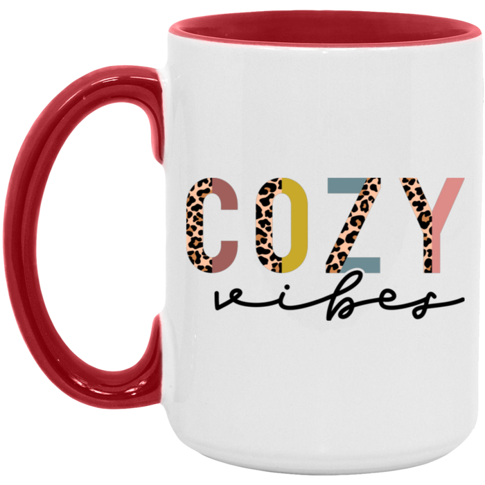 Cozy Vibes Leopard Colored ceramic coffee mug