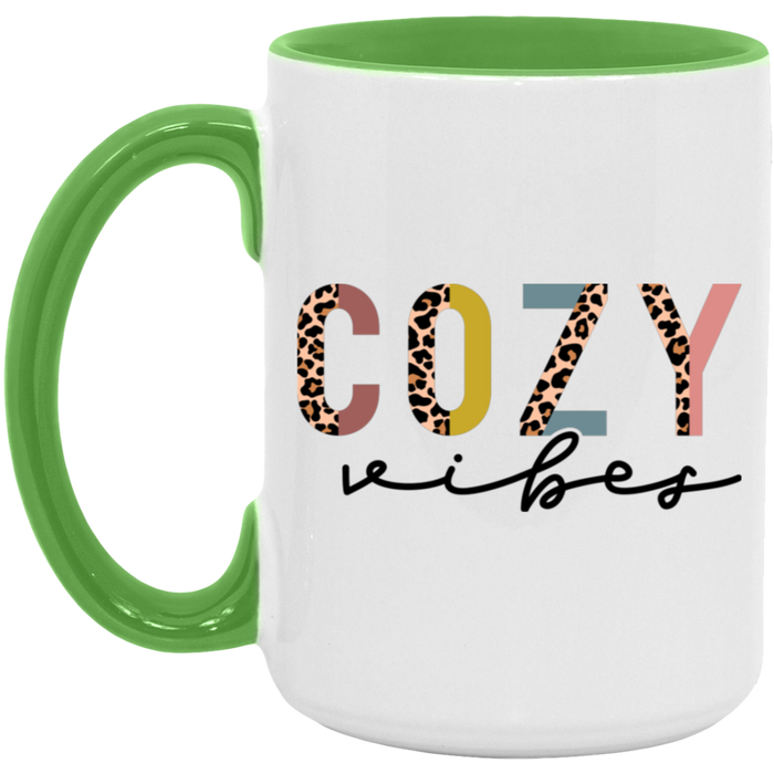 Cozy Vibes Leopard Colored ceramic coffee mug, product photo 3