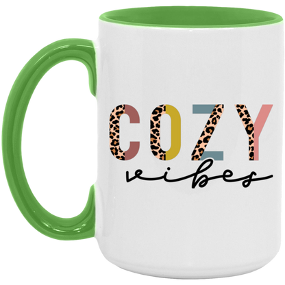 Cozy Vibes Leopard Colored ceramic coffee mug, product photo 3