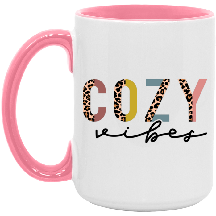 Cozy Vibes Leopard Colored ceramic coffee mug, product photo 4