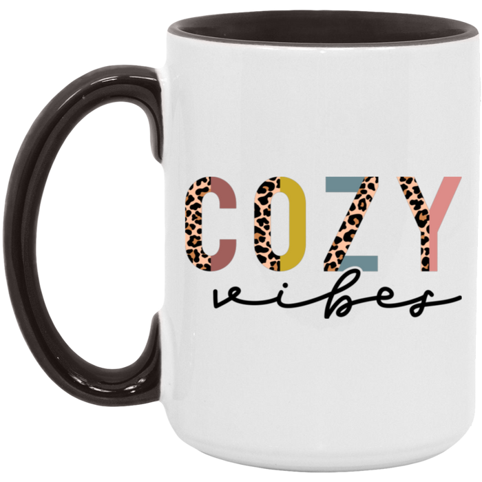Cozy Vibes Leopard Colored ceramic coffee mug, product photo 5