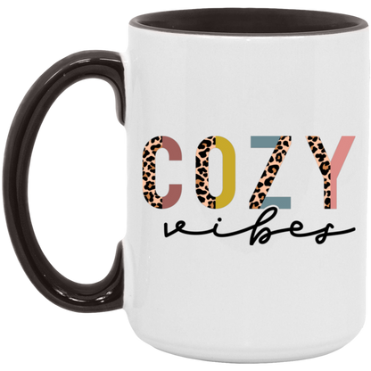 Cozy Vibes Leopard Colored ceramic coffee mug, product photo 5