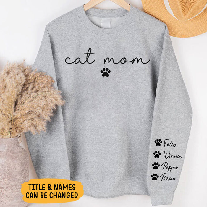 Custom Dog Mom Sweatshirt With sleeve imprint, custom crew neck sweater, Mother's Day gift for dog lovers