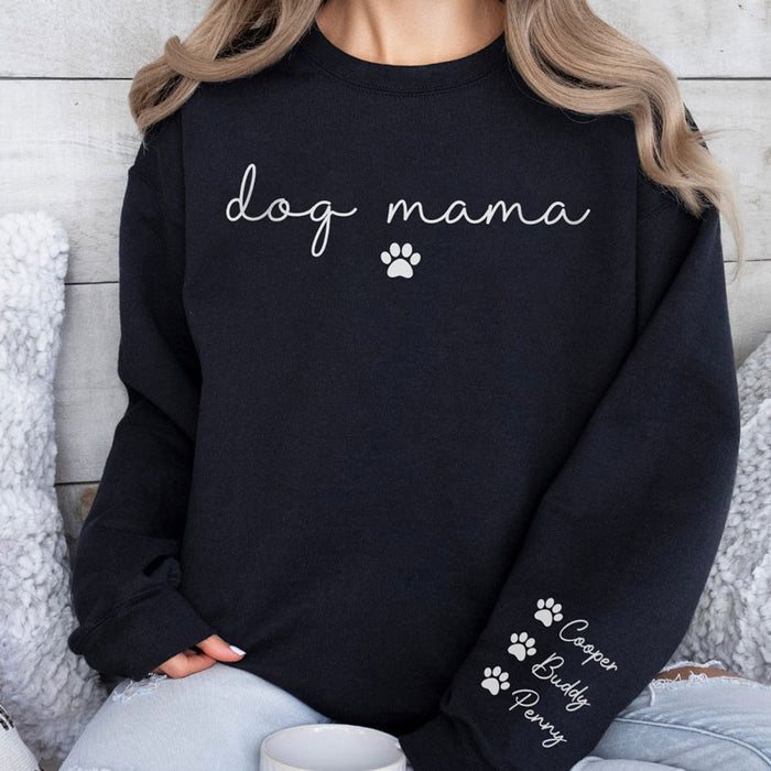 Custom Dog Mom Sweatshirt With sleeve imprint, custom crew neck sweater, Mother's Day gift for dog lovers