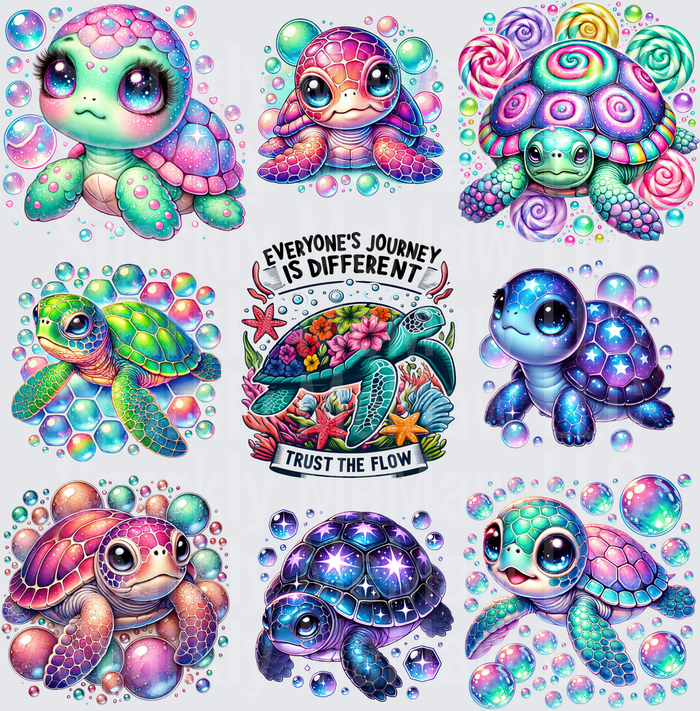 Cute Colorful Turtle Bundle 10x10 Inch Sheet