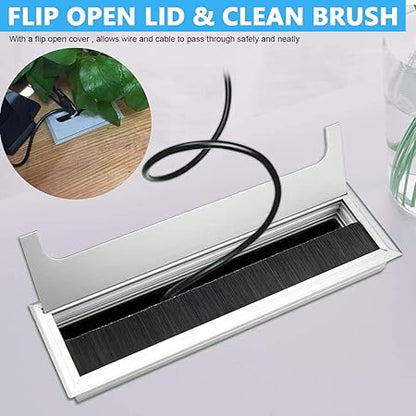 Desk Hole Cap Square Desk Hole Cover Cable Management Aluminum Office Desk Cable Hole Cap Retrofit