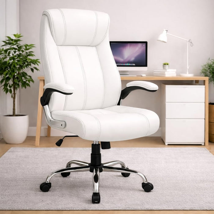 High Back / Leatherette / White