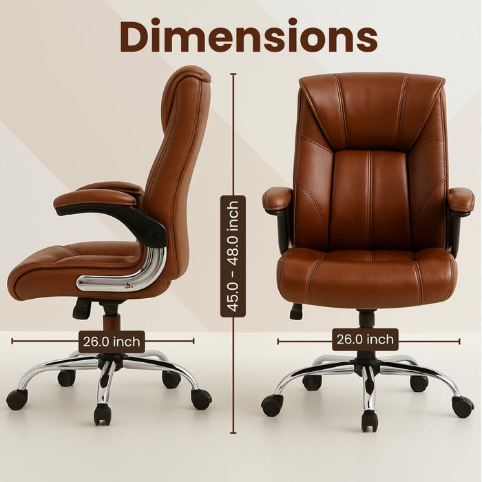 Director Chair with High-Back Padded Leatherette Office Chair with Solid Wood Frame and Rolling Casters