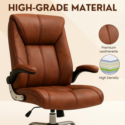 Director Chair with High-Back Padded Leatherette Office Chair with Solid Wood Frame and Rolling Casters