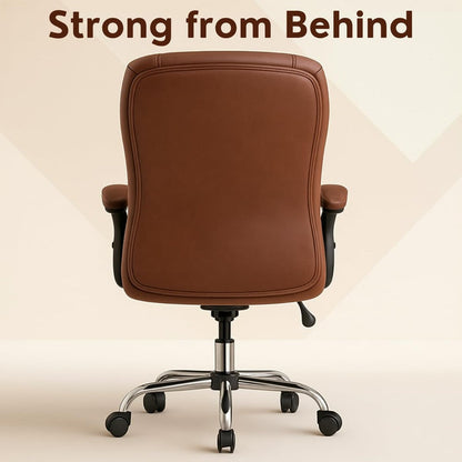 Director Chair with High-Back Padded Leatherette Office Chair with Solid Wood Frame and Rolling Casters