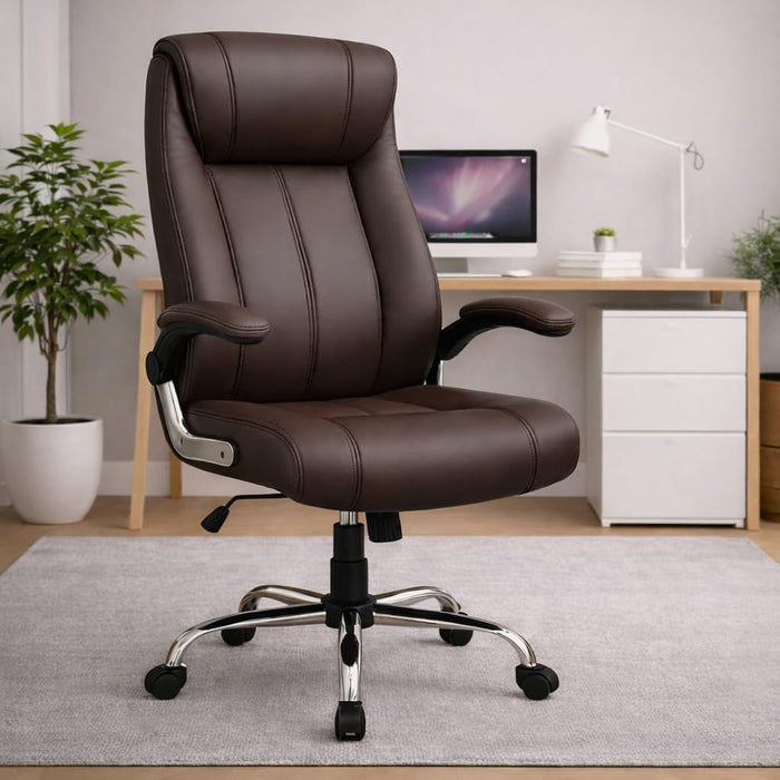 High Back / Leatherette / Dark brown