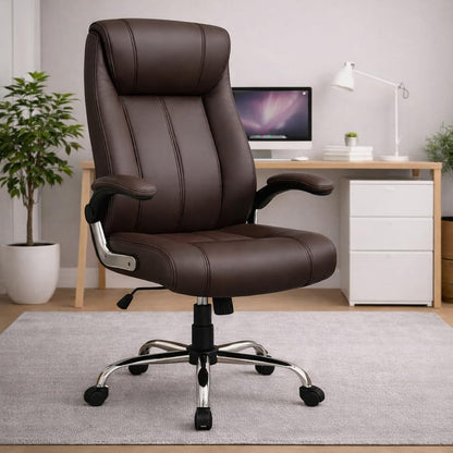 High Back / Leatherette / Dark brown
