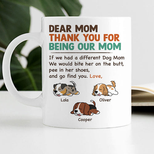 Dog mom mug, Mother's Day gift for dog lovers - Bite on butt, custom photo, custom coffee cup
