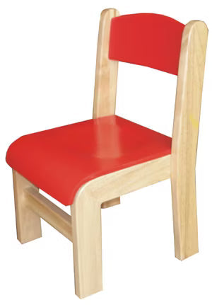 Durable Red and Natural Wood Kids' Play Chair - Ergonomic Seating for Toddlers and Children