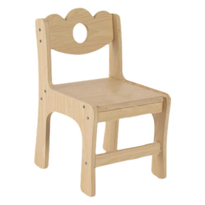 Eco-Friendly Natural Wood Kids Chair - Scalloped Back and Sturdy Design for Toddler Playrooms