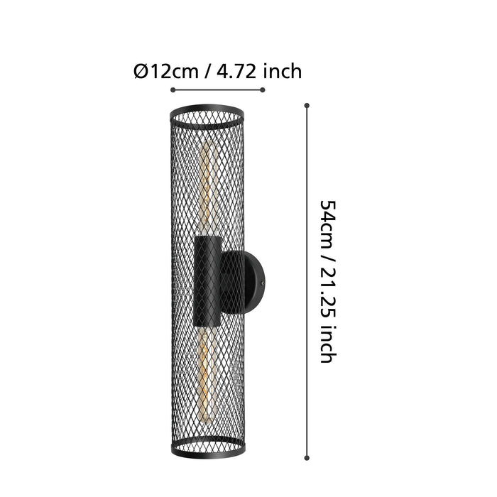 eglo redcliffe black 2 light mesh flush living room close up