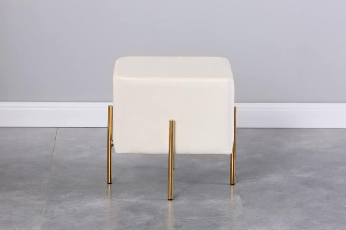 Elegant Velvet Upholstered Pouffe with Gold Metal Legs for Living Room & Bedroom Furniture