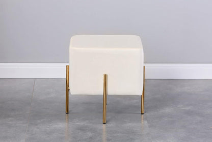 Elegant Velvet Upholstered Pouffe with Gold Metal Legs for Living Room & Bedroom Furniture