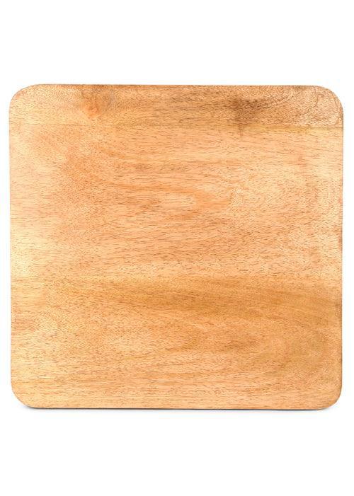 Elevate Solid Mango Wood Bedside Side Table, Modern Compact End Table with Sculptural Cross Base