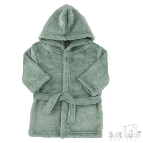 Embossed Hooded Robe - SAGE (0-6m) (PK4) FBR305SG