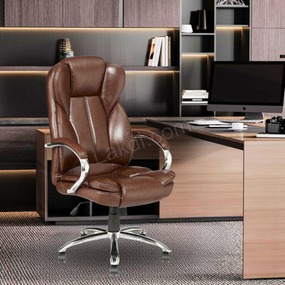Ergonomic Director Office Chair with Leatherette High Back and Durable Chrome Base