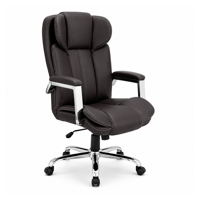 Ergonomic Executive Director Chair, High Back Design with Leatherette Seat and Chrome Base with Powder Coating
