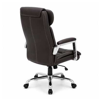 Ergonomic Executive Director Chair, High Back Design with Leatherette Seat and Chrome Base with Powder Coating