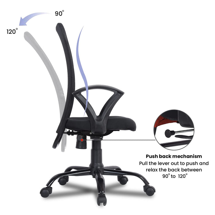 Ergonomic Executive Mesh Chair with Adjustable Height, Breathable Backrest, Cushioned Seat and Durable Metal Base for Office