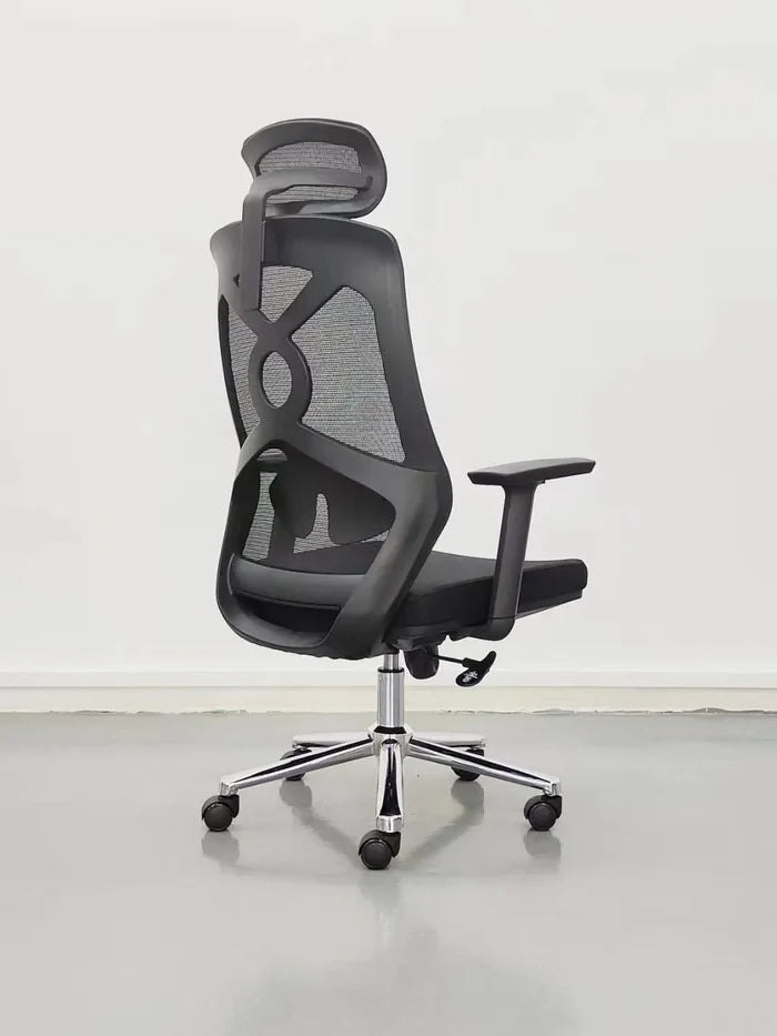 Ergonomic Mesh Chair with Adjustable Headrest, Breathable Mesh Back, Cushioned Seat, Tilt Mechanism and Chrome Base – Modern Office Chair