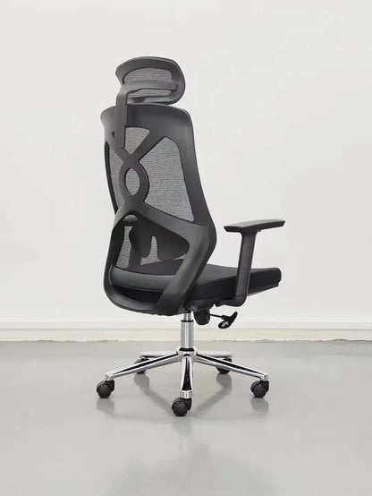 Ergonomic Mesh Chair with Adjustable Headrest, Breathable Mesh Back, Cushioned Seat, Tilt Mechanism and Chrome Base – Modern Office Chair