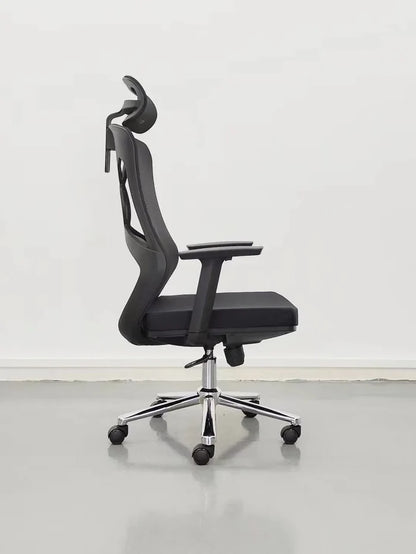 Ergonomic Mesh Chair with Adjustable Headrest, Breathable Mesh Back, Cushioned Seat, Tilt Mechanism and Chrome Base – Modern Office Chair