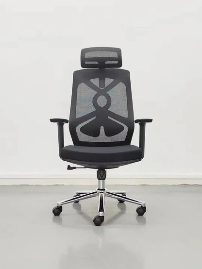 Ergonomic Mesh Chair with Adjustable Headrest, Breathable Mesh Back, Cushioned Seat, Tilt Mechanism and Chrome Base – Modern Office Chair