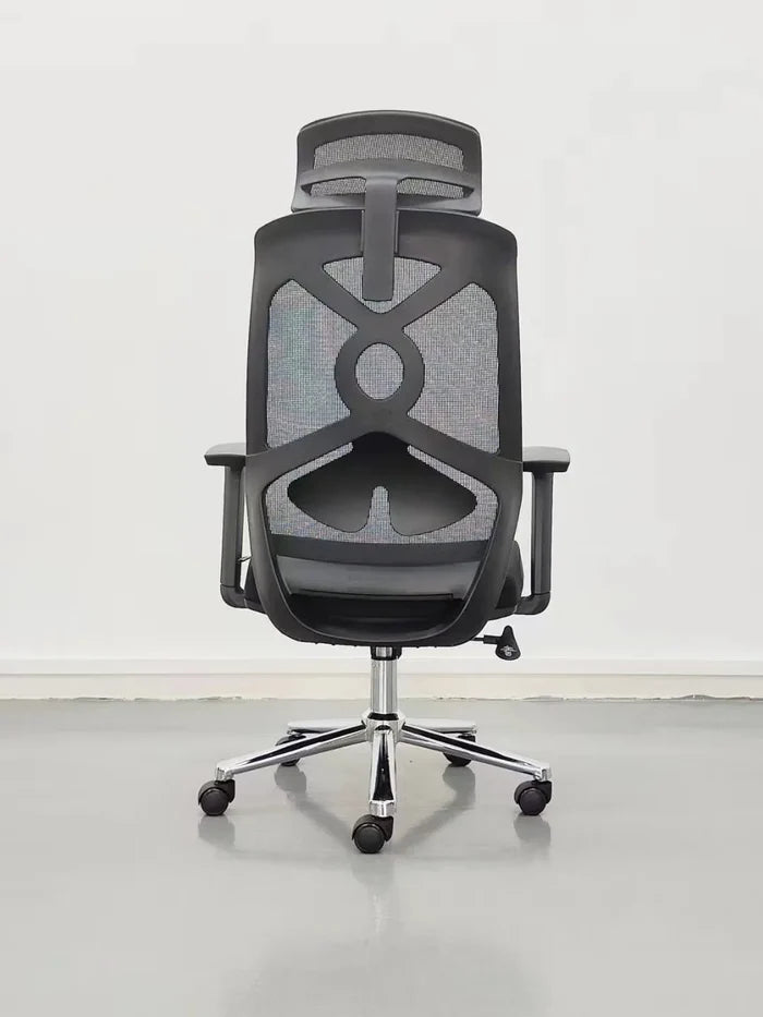 Ergonomic Mesh Chair with Adjustable Headrest, Breathable Mesh Back, Cushioned Seat, Tilt Mechanism and Chrome Base – Modern Office Chair